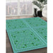 Machine Washable Transitional Turquoise Green Rug in a Family Room, wshpat3728lblu