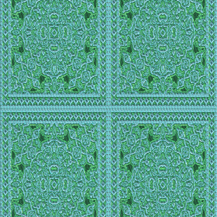 Machine Washable Transitional Turquoise Green Rug, wshpat3728lblu