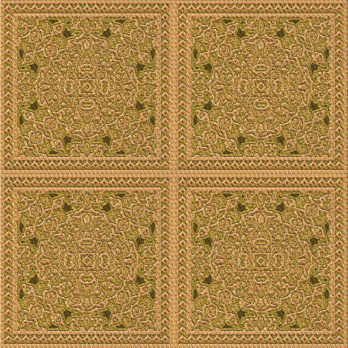 Round Machine Washable Transitional Yellow Rug, wshpat3728org