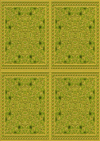 Machine Washable Transitional Dark Yellow Green Rug, wshpat3728yw