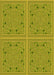 Machine Washable Transitional Dark Yellow Green Rug, wshpat3728yw