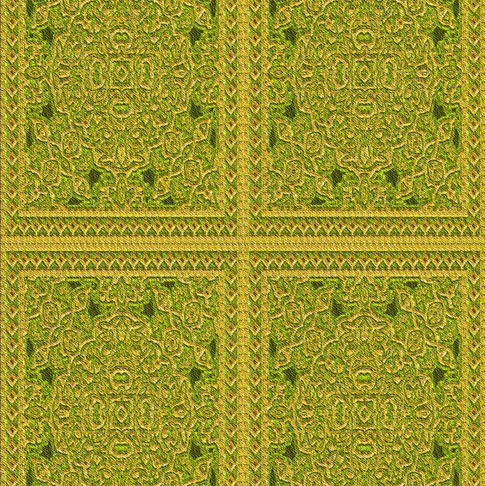 Machine Washable Transitional Dark Yellow Green Rug, wshpat3728yw