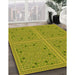 Machine Washable Transitional Dark Yellow Green Rug in a Family Room, wshpat3728yw