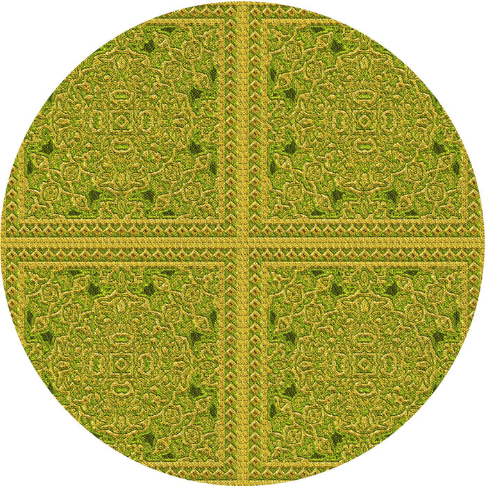 Square Machine Washable Transitional Dark Yellow Green Rug in a Living Room, wshpat3728yw