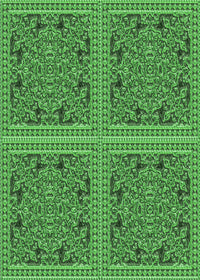 Machine Washable Transitional Neon Green Rug, wshpat3729grn