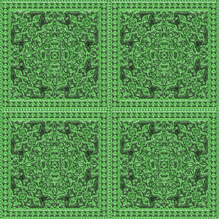 Round Machine Washable Transitional Neon Green Rug, wshpat3729grn