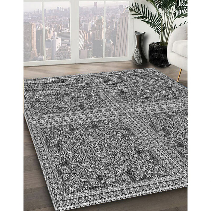 Machine Washable Transitional Dark Gray Rug in a Family Room, wshpat3729gry