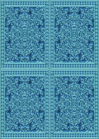 Machine Washable Transitional Blue Rug, wshpat3729lblu