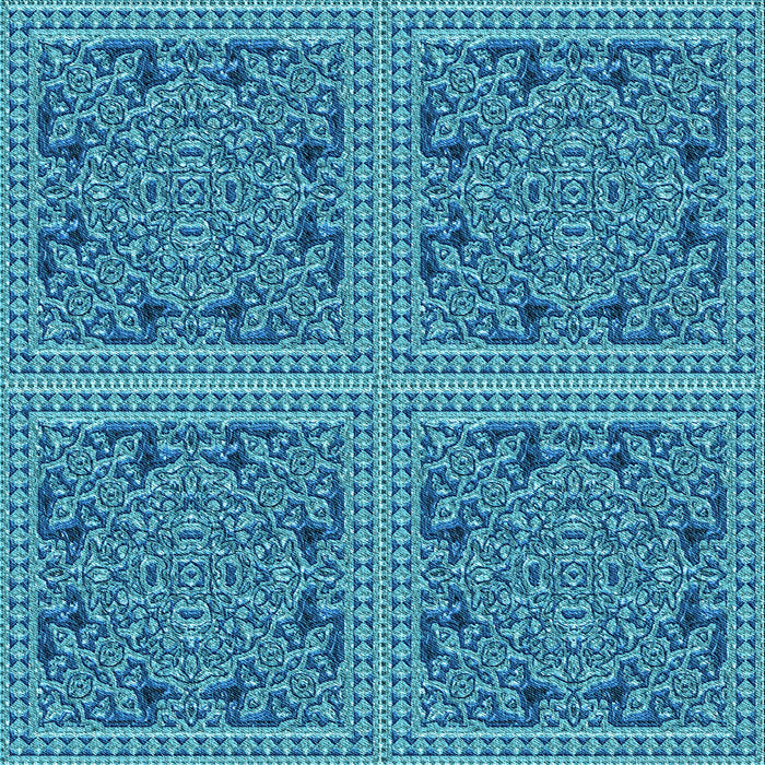 Round Machine Washable Transitional Blue Rug, wshpat3729lblu