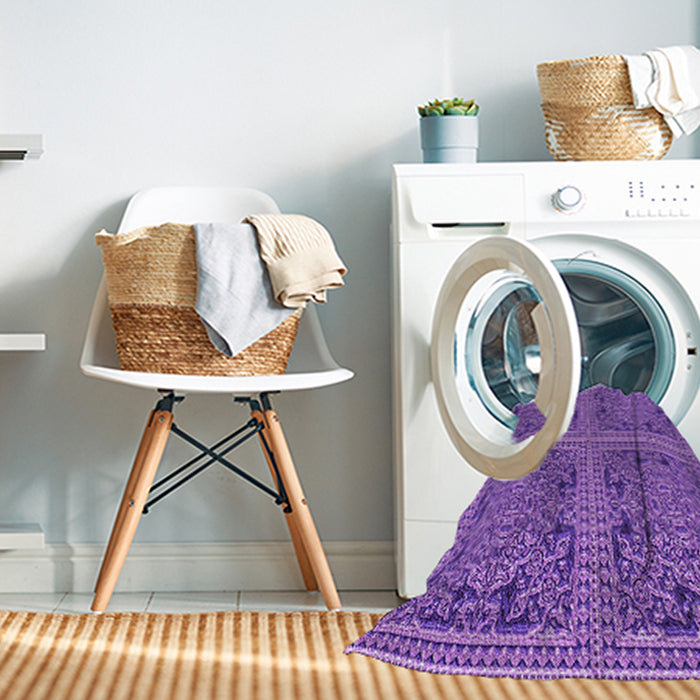 Machine Washable Transitional Purple Rug in a Washing Machine, wshpat3729pur