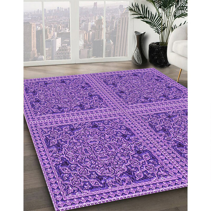 Machine Washable Transitional Purple Rug in a Family Room, wshpat3729pur