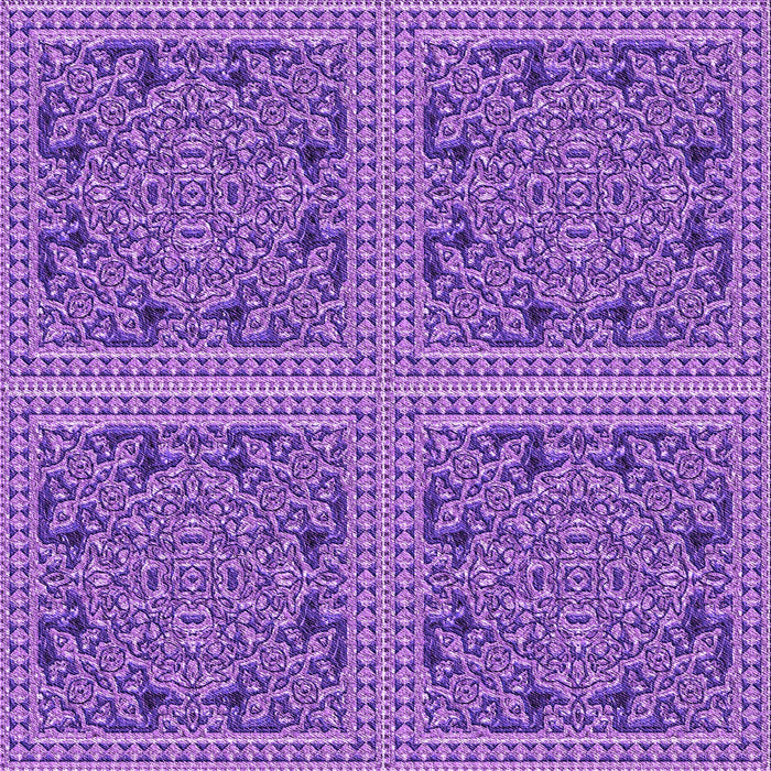 Round Machine Washable Transitional Purple Rug, wshpat3729pur