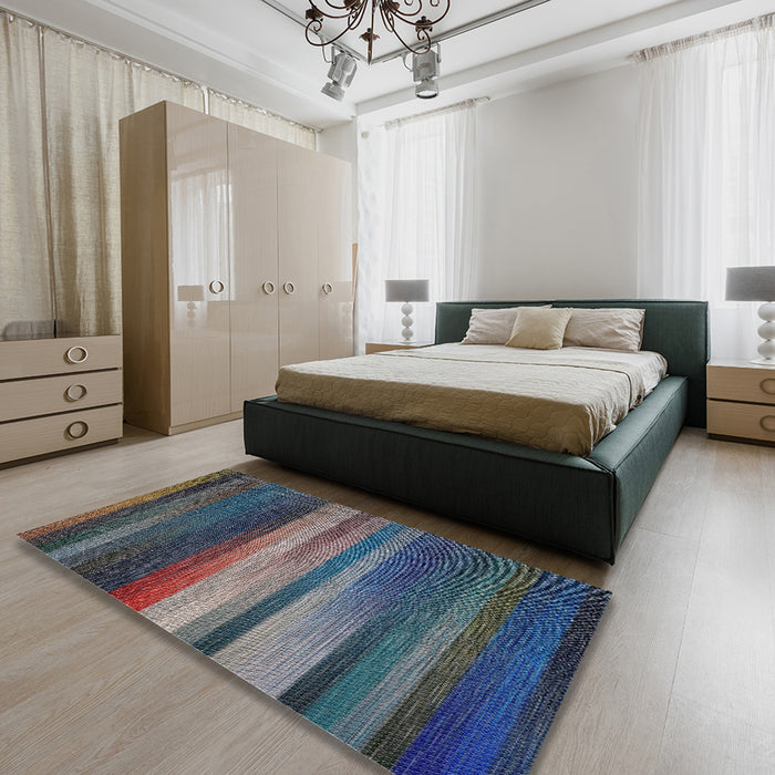 Patterned Light Slate Gray Novelty Rug in a Bedroom, pat372