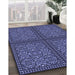 Patterned Blue Rug in Family Room, pat3730blu