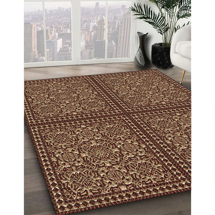 Patterned Bronze Brown Rug in Family Room, pat3730brn