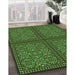 Patterned Dark Forest Green Rug in Family Room, pat3730grn