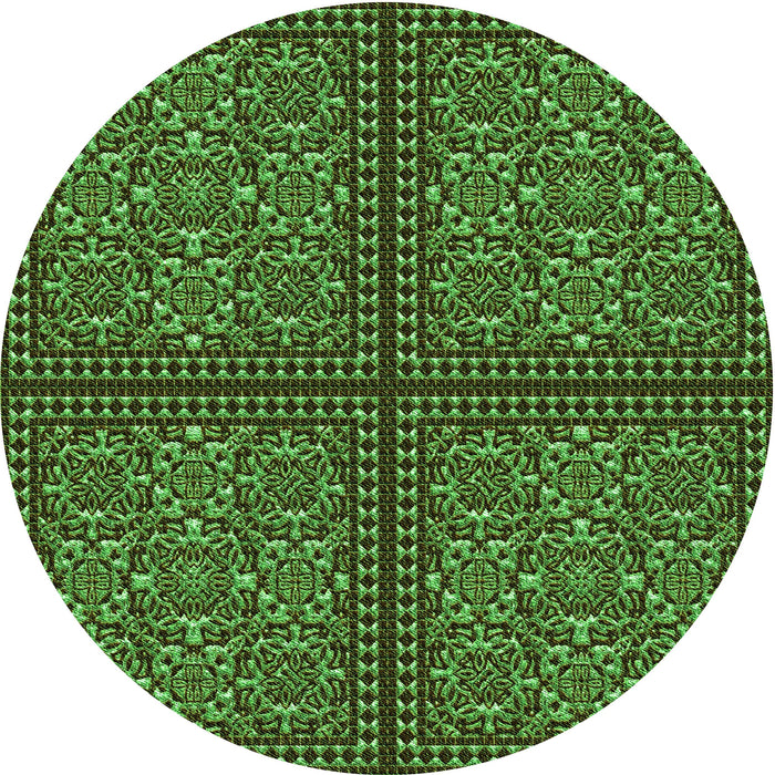 Square Patterned Dark Forest Green Rug, pat3730grn