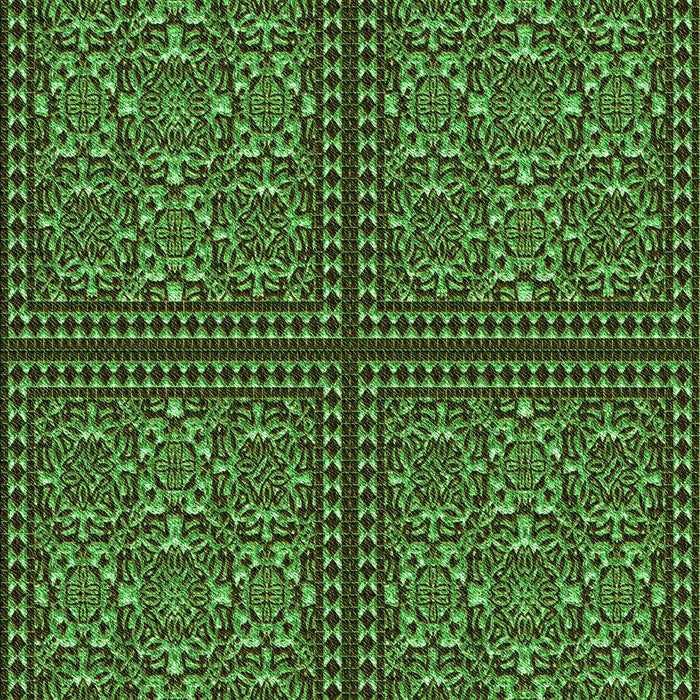 Machine Washable Transitional Dark Forest Green Rug, wshpat3730grn