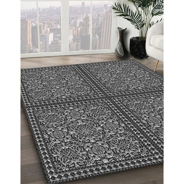Patterned Gunmetal Gray Rug in Family Room, pat3730gry