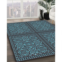 Patterned Dark Coffee Brown Rug, pat3730lblu