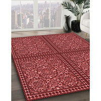 Patterned Cranberry Red Rug, pat3730rd