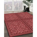 Patterned Cranberry Red Rug in Family Room, pat3730rd