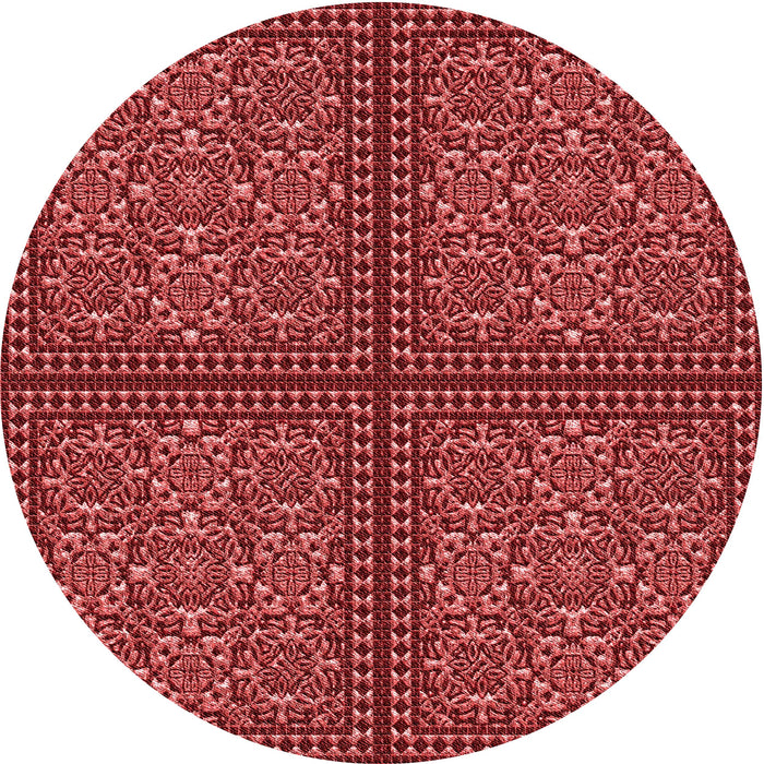 Square Patterned Cranberry Red Rug, pat3730rd