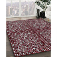 Patterned Deep Red Novelty Rug, pat3730