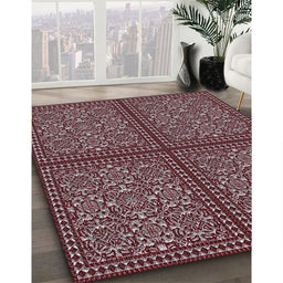 Patterned Deep Red Novelty Rug in Family Room, pat3730