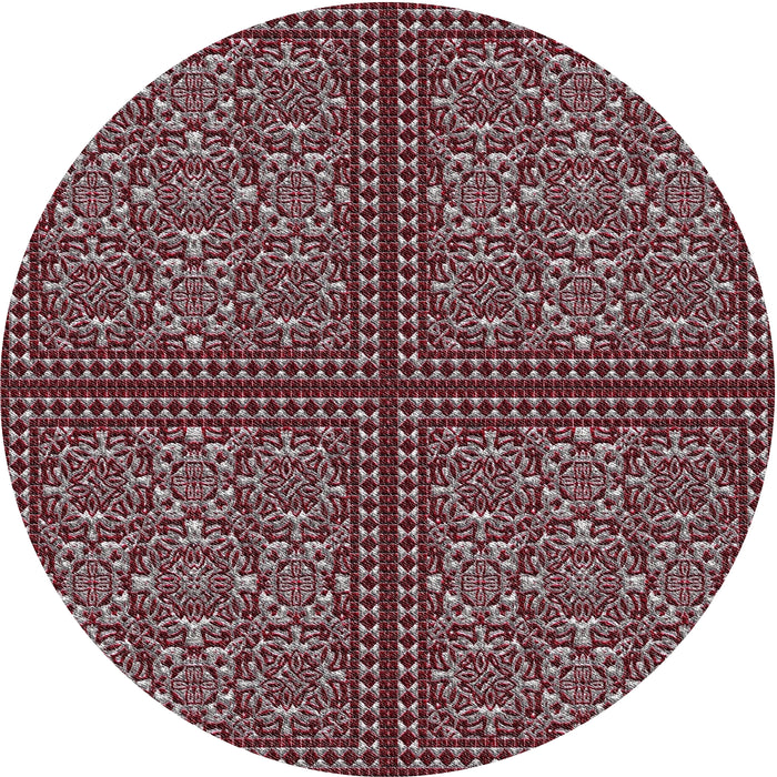 Sideview of Patterned Deep Red Novelty Rug, pat3730