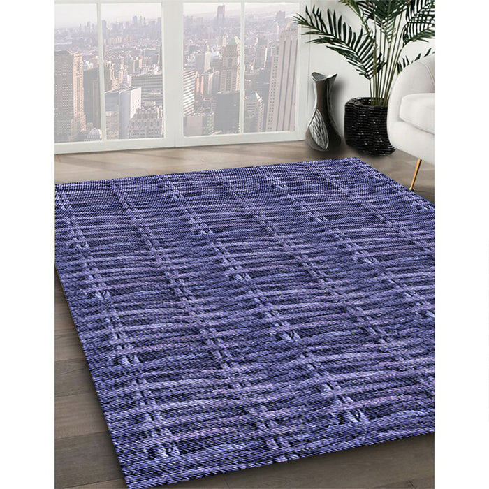 Machine Washable Transitional Medium Slate Blue Rug in a Family Room, wshpat3731blu