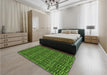 Patterned Dark Forest Green Rug in a Bedroom, pat3731grn