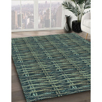 Patterned Gunmetal Green Rug, pat3731lblu