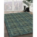 Patterned Gunmetal Green Rug in Family Room, pat3731lblu