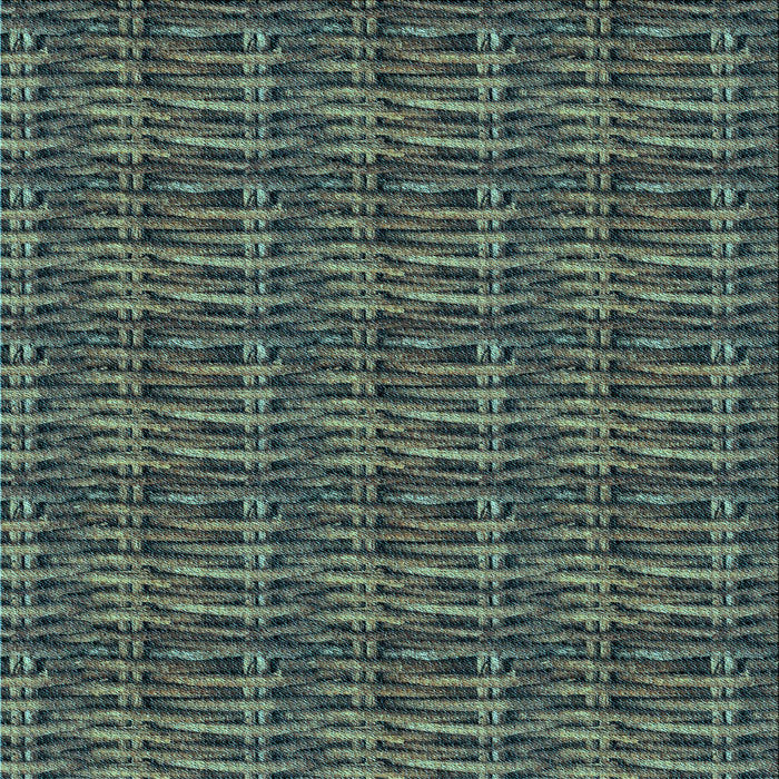 Round Patterned Gunmetal Green Rug, pat3731lblu