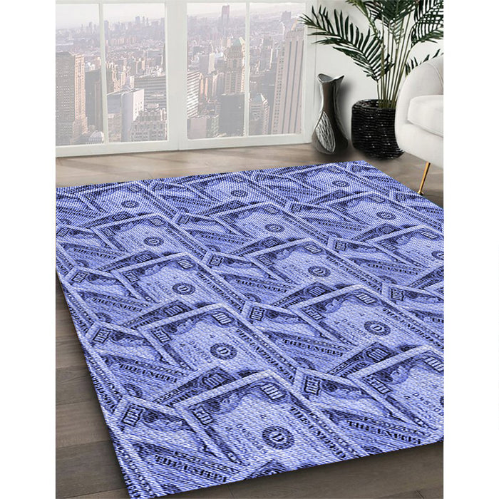 Patterned Sky Blue Rug in Family Room, pat3732blu