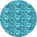 Square Machine Washable Transitional Dark Cyan Green Rug in a Living Room, wshpat3732lblu