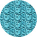 Square Patterned Dark Cyan Green Rug, pat3732lblu