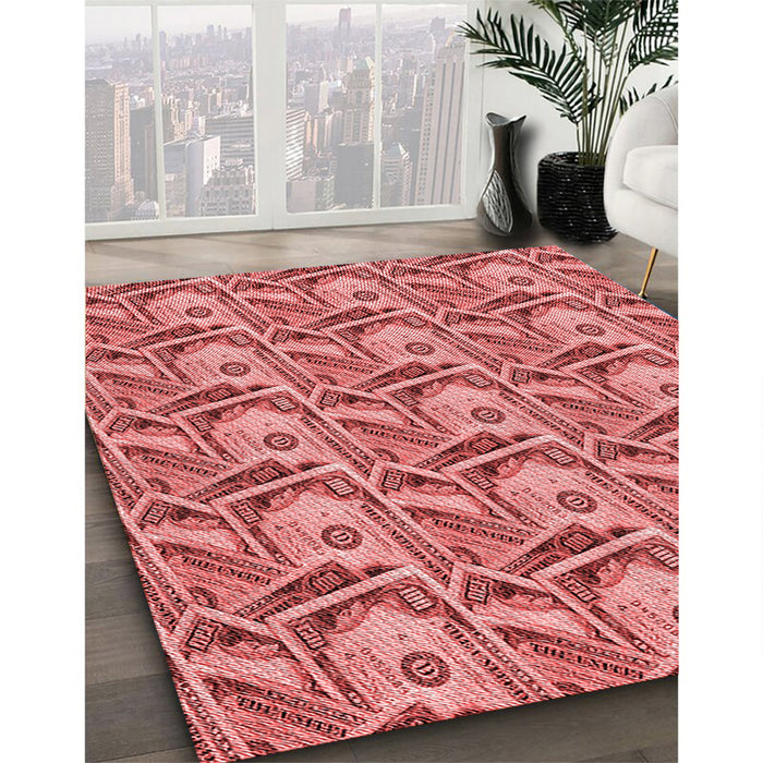Machine Washable Transitional Red Rug in a Family Room, wshpat3732rd