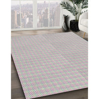 Patterned Dark White Beige Novelty Rug, pat3733