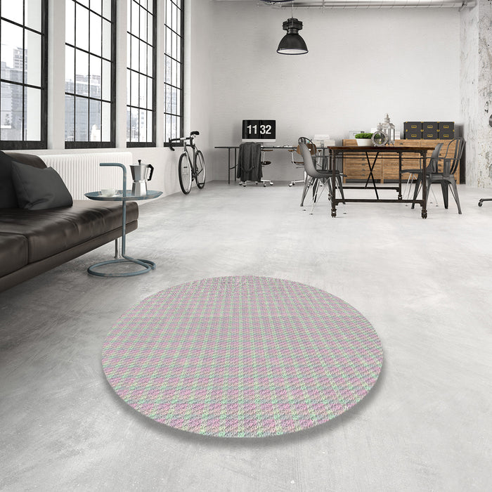 Round Patterned Dark White Beige Novelty Rug in a Office, pat3733