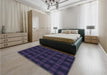 Patterned Dark Slate Blue Purple Rug in a Bedroom, pat3734blu