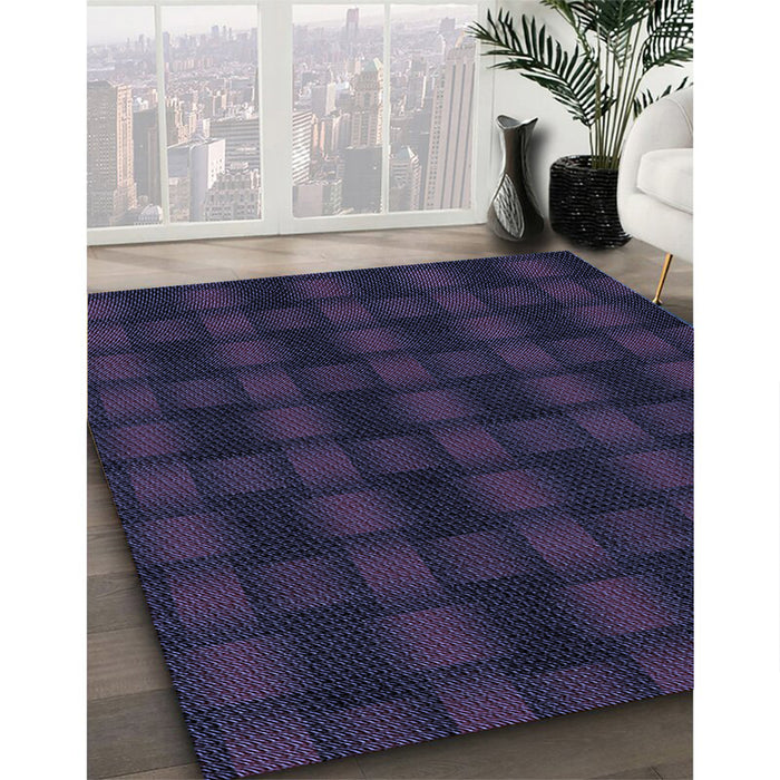 Machine Washable Transitional Dark Slate Blue Purple Rug in a Family Room, wshpat3734blu