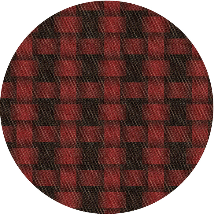 Square Patterned Red Brown Rug, pat3734brn
