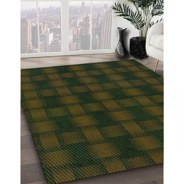 Patterned Army Green Rug in Family Room, pat3734grn