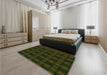 Patterned Army Green Rug in a Bedroom, pat3734grn