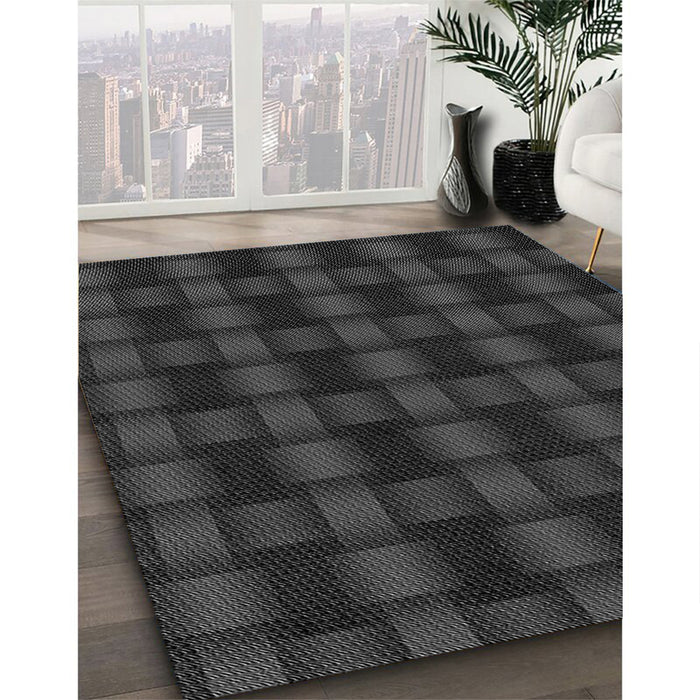 Patterned Midnight Gray Rug in Family Room, pat3734gry