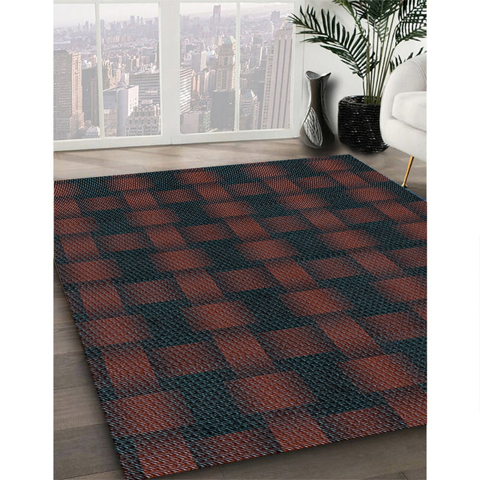 Machine Washable Transitional Night Red Rug in a Family Room, wshpat3734lblu