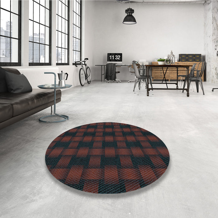 Round Patterned Red Rug in a Office, pat3734lblu