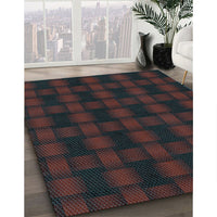 Patterned Red Rug, pat3734lblu